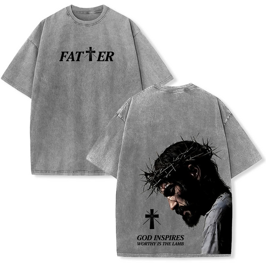 Christianartworkshop Faith-Filled Jesus Crown of Thorns Washed Unisex T-Shirt