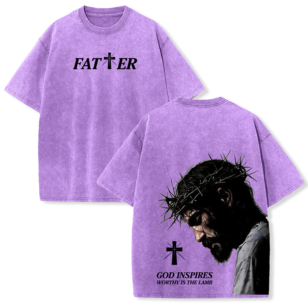 Christianartworkshop Faith-Filled Jesus Crown of Thorns Washed Unisex T-Shirt
