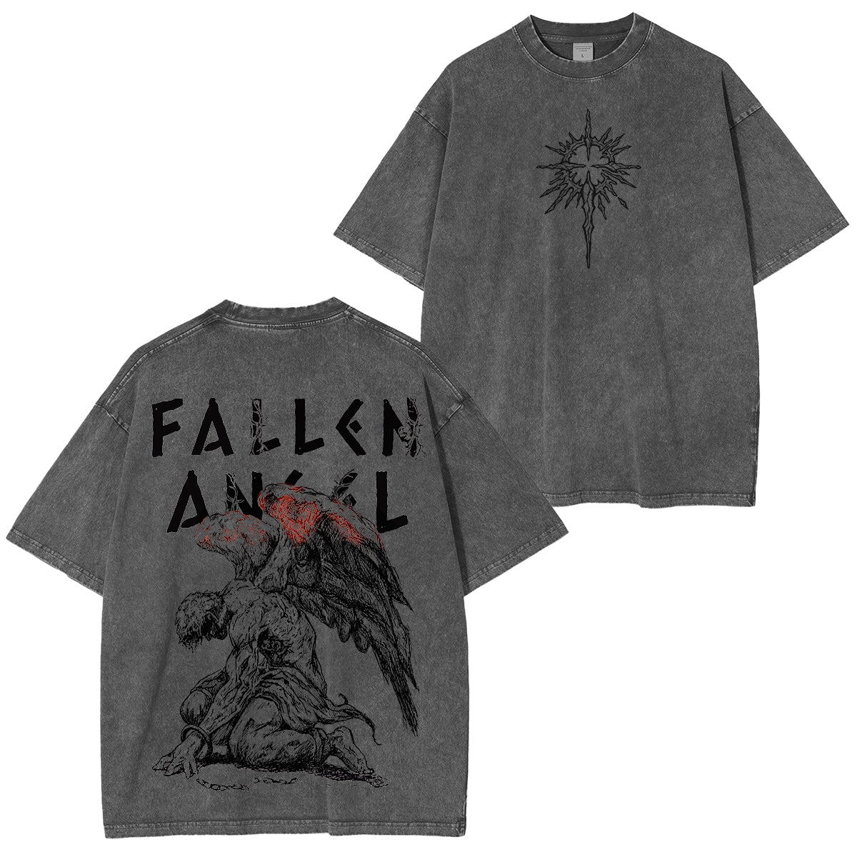 Fallen Angel Shadow Wings Washed Unisex T-Shirt