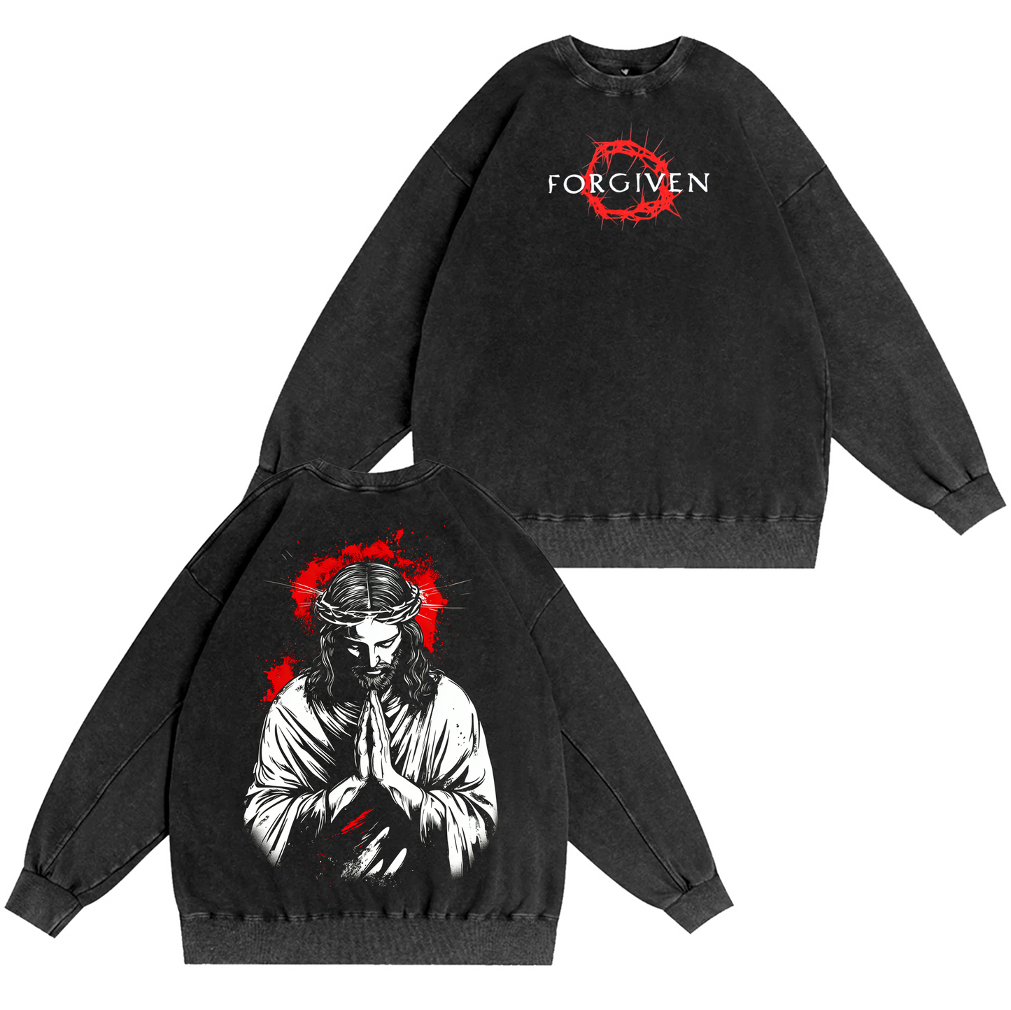 Forgiven,Vintage Jesus Christ Washed T-shirt/Crewneck/Hoodie