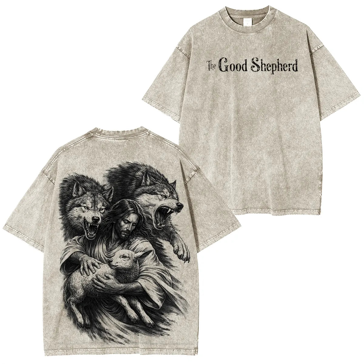 The Good ShepherdTM Shadow Wolf Vintage Washed Unisex T-Shirt