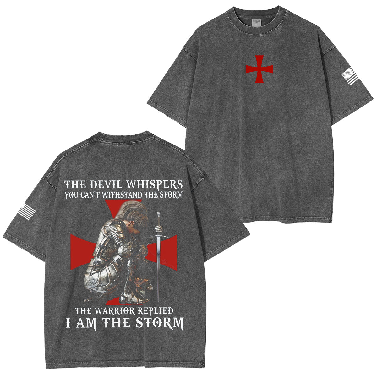 Women Christian Knight Templar I Am The Storm Vintage Washed Unisex T-Shirt
