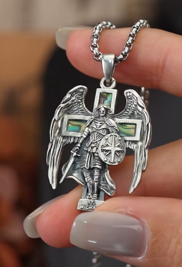 Large St Michael Pendant Necklace