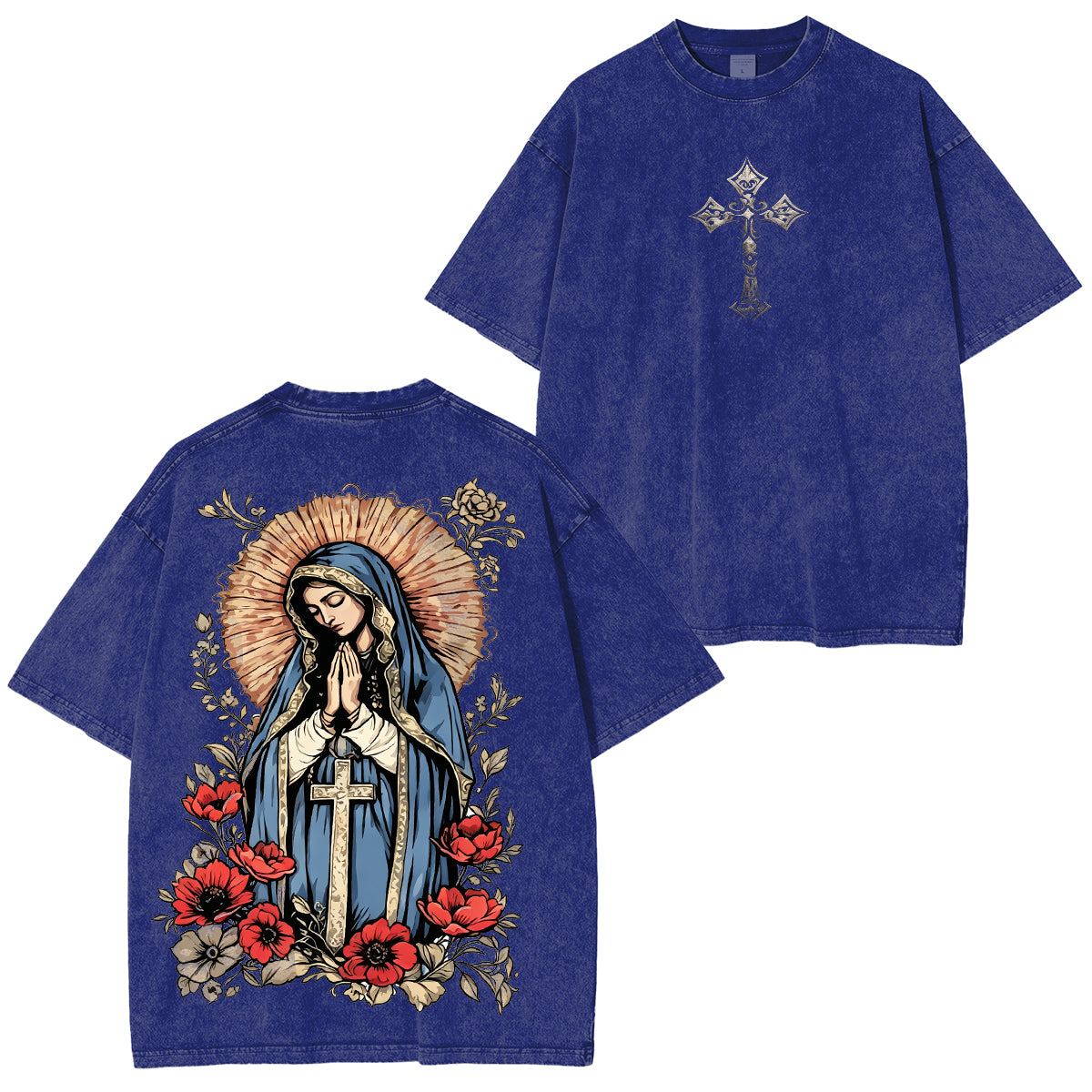 Virgin Mary Graphic Washed Unisex T-Shirt