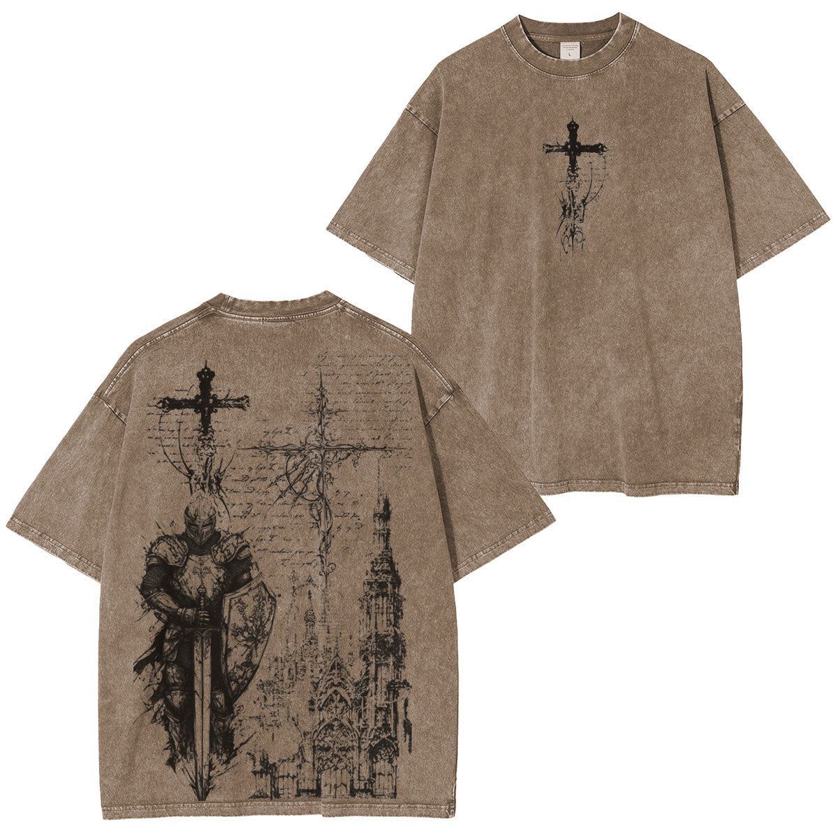 Black Templar Tattoo Washed Unisex T-Shirt
