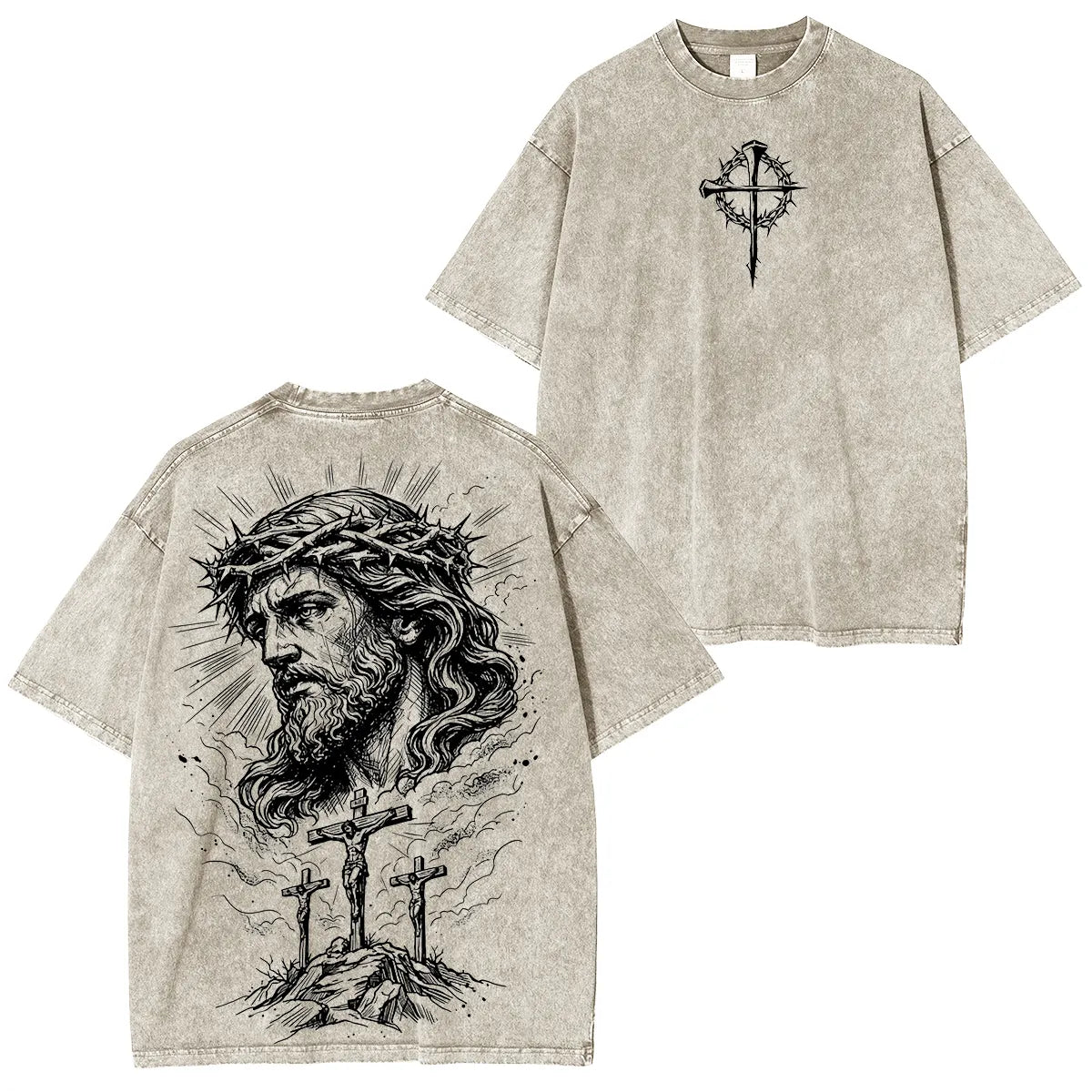 Jesus Christ Crucifixion CrownOf Thorns Washed Unisex T-Shirt