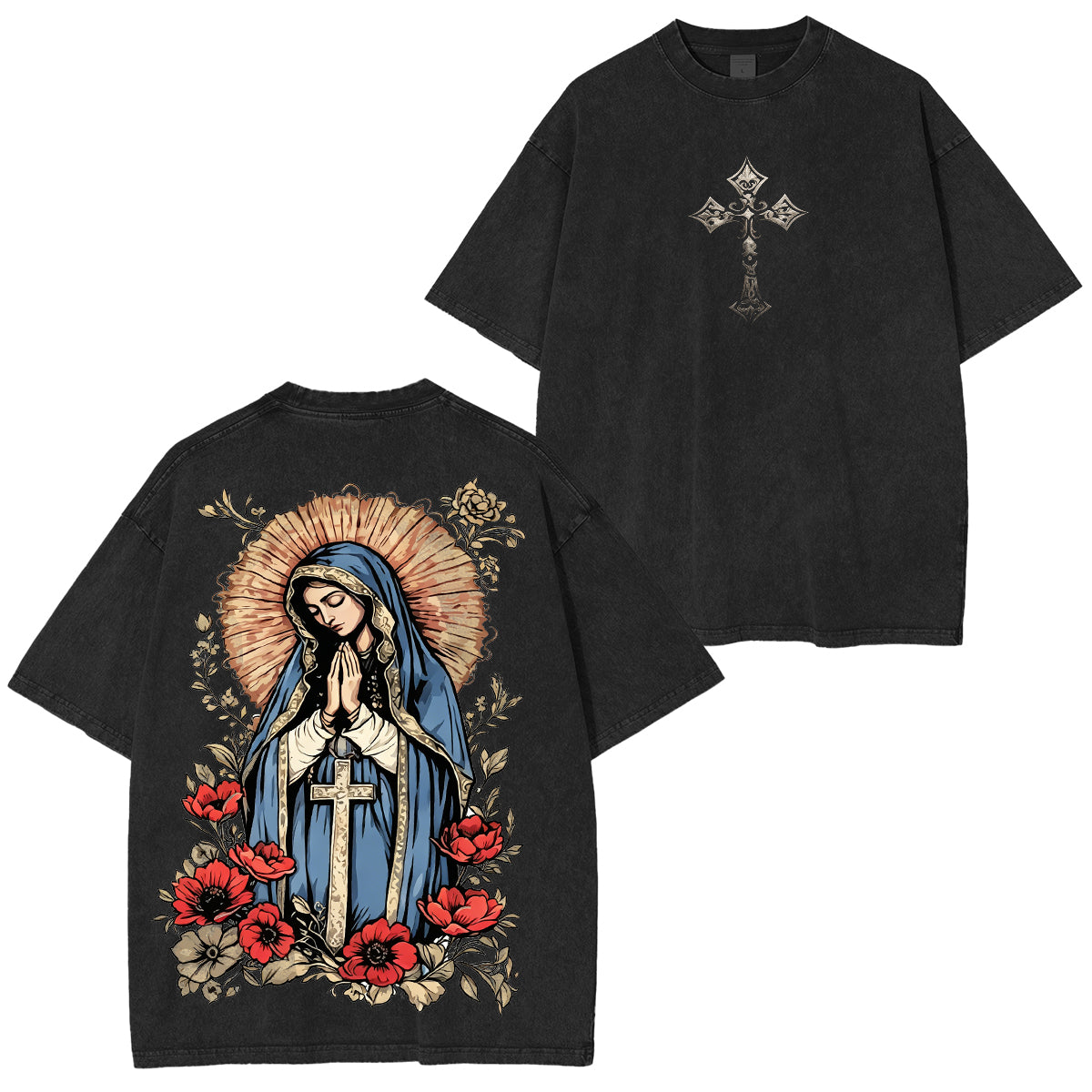 Virgin Mary Graphic Washed Unisex T-Shirt