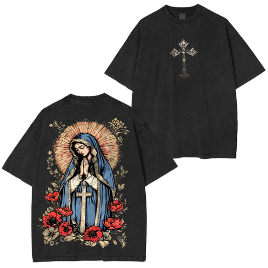 Virgin Mary Graphic Washed Unisex T-Shirt