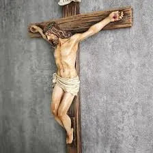 Crucifix Wall Cross, Jesus Christ Inspirational Home Renaissance Sculpture Handmade by Buildclassic
