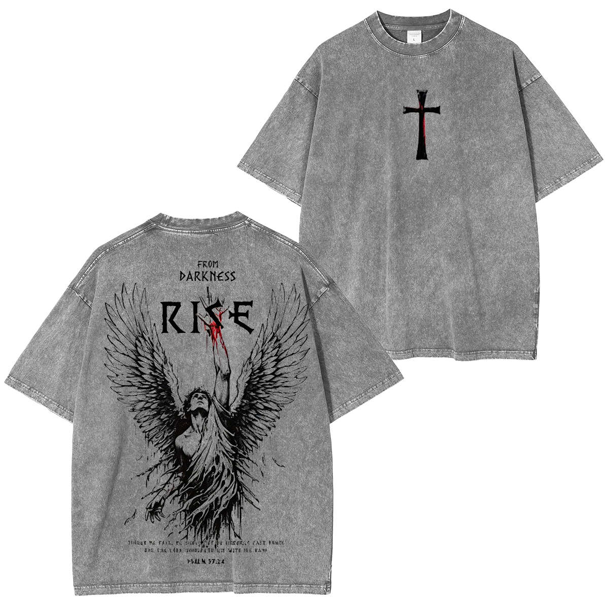 From Darkness Rise Vintage Washed Christian T-Shirt | Fallen Angel Graphic Tee