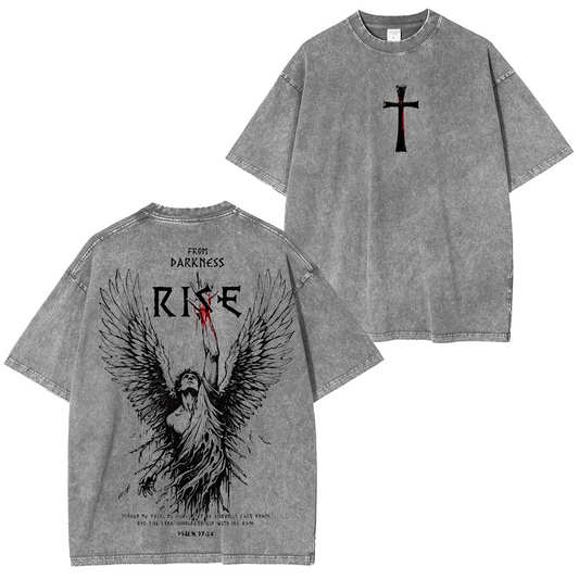From Darkness Rise Vintage Washed Christian T-Shirt | Fallen Angel Graphic Tee