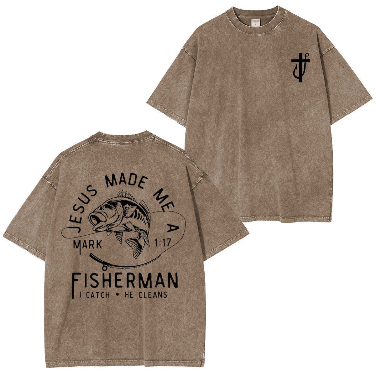 Jesus Made Me a Fishermen Washed Unisex T-Shirt
