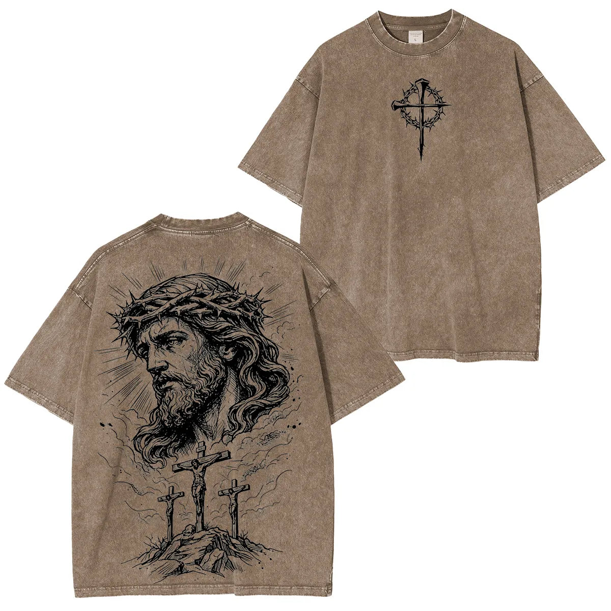 Jesus Christ Crucifixion CrownOf Thorns Washed Unisex T-Shirt