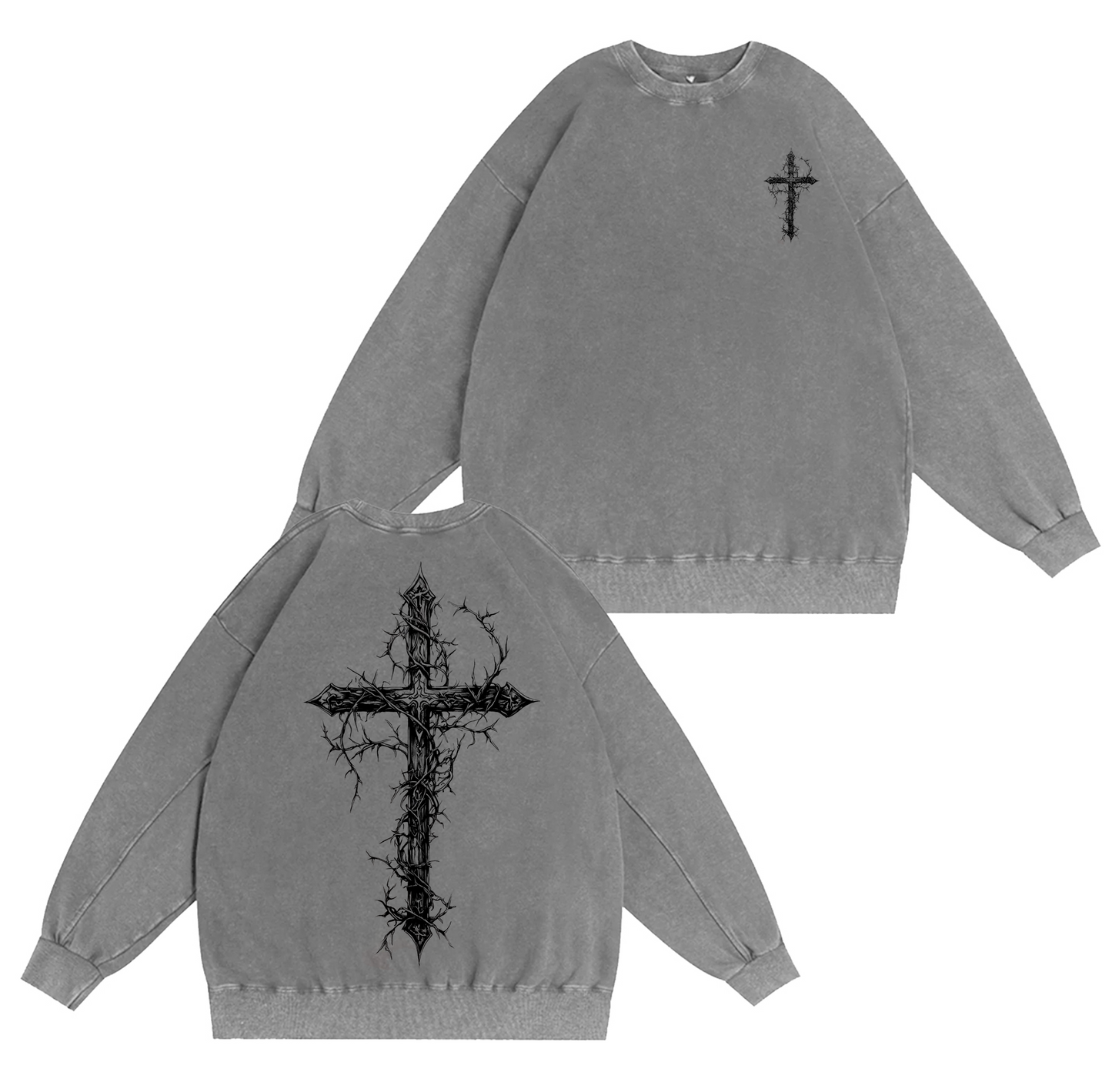 Gothic Cross,Jesus Christ Washed T-shirt/Crewneck/Hoodie