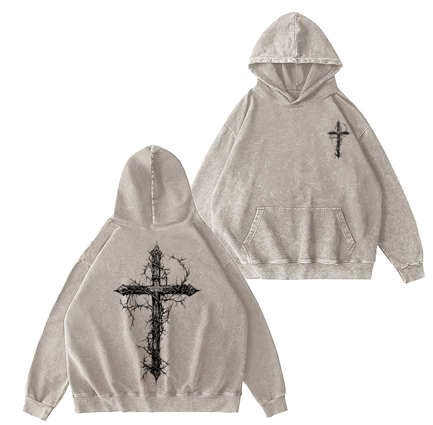 Gothic Cross,Jesus Christ Washed T-shirt/Crewneck/Hoodie