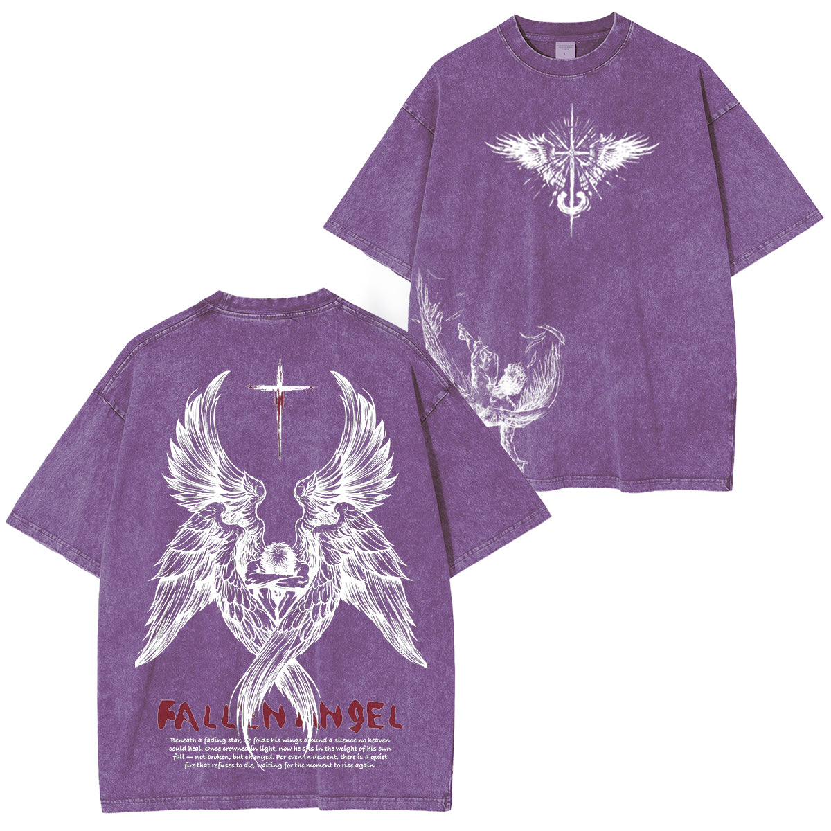 FallenAngel: Broken moments, stronger belief—wear your story. Washed Unisex T-Shirt