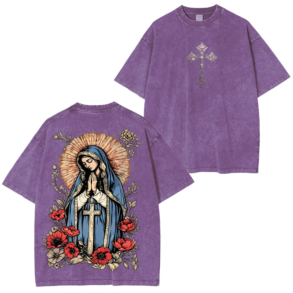 Virgin Mary Graphic Washed Unisex T-Shirt
