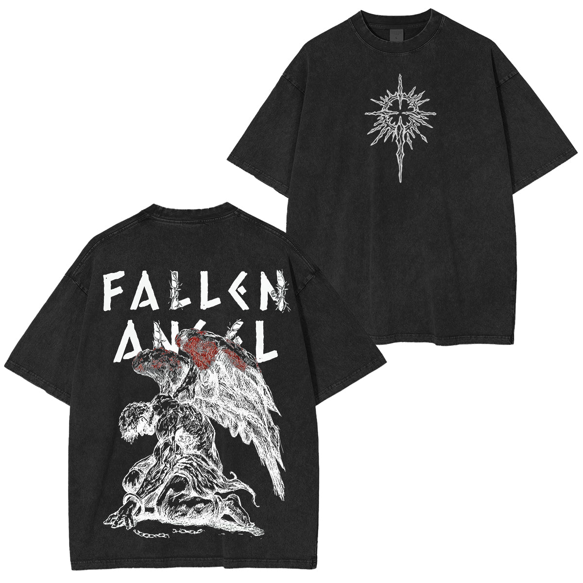 Fallen Angel Shadow Wings Washed Unisex T-Shirt