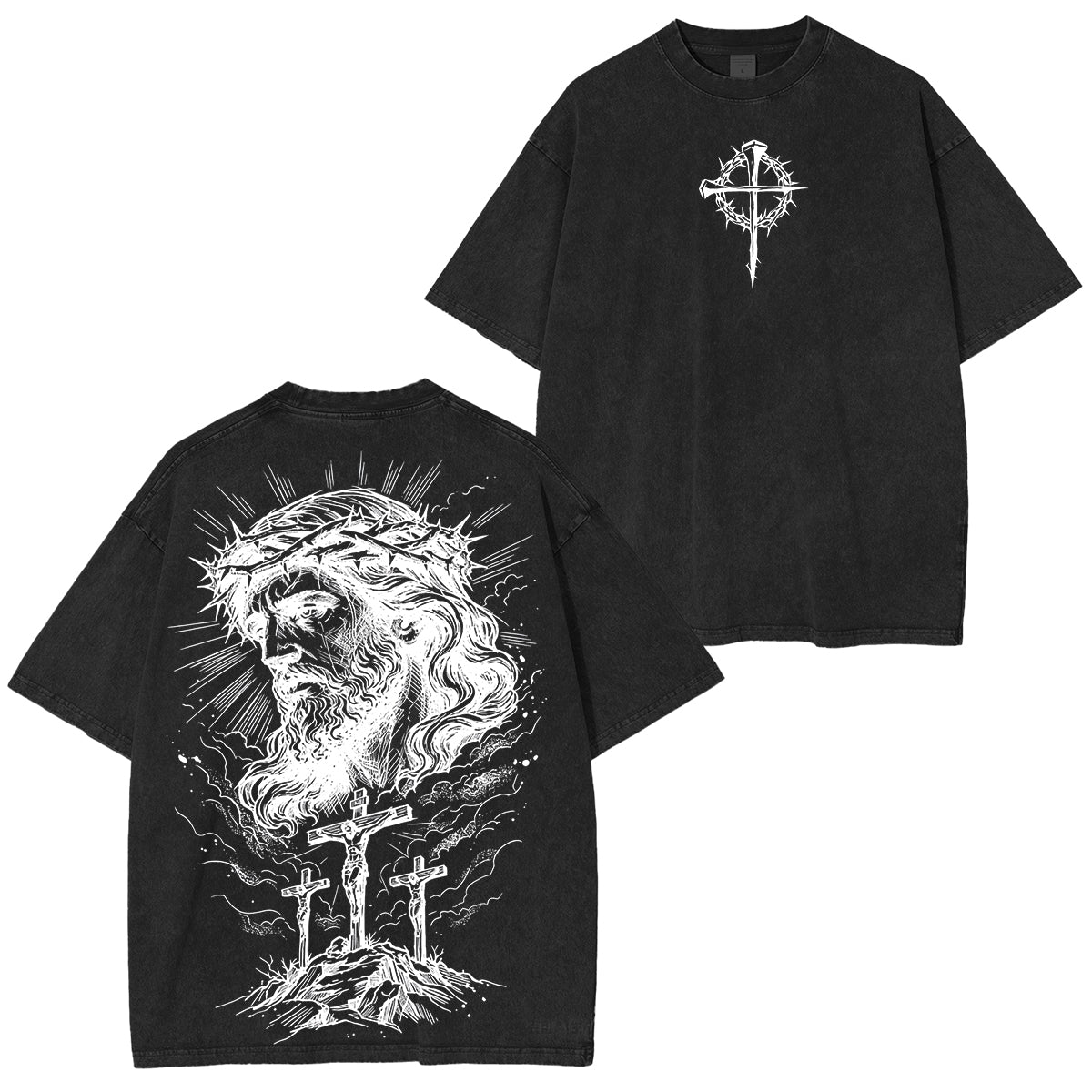 Jesus Christ Crucifixion CrownOf Thorns Washed Unisex T-Shirt