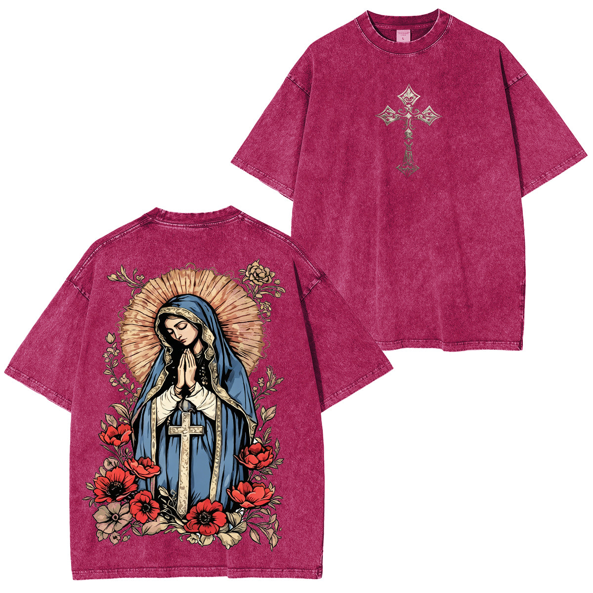 Virgin Mary Graphic Washed Unisex T-Shirt