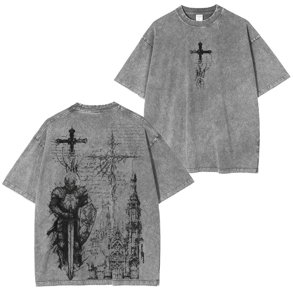 Black Templar Tattoo Washed Unisex T-Shirt
