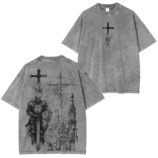 Black Templar Tattoo Washed Unisex T-Shirt