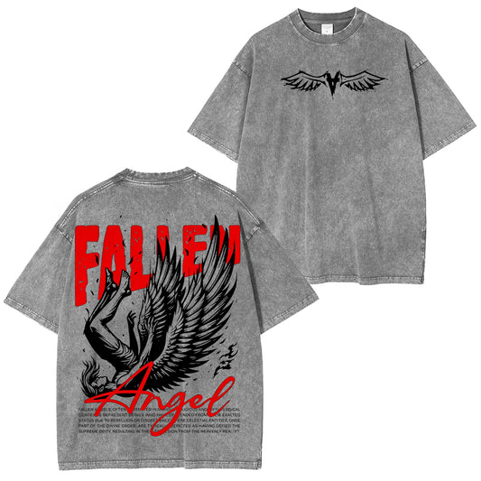 Fallen Angel Angel Wings Washed Unisex T-Shirt