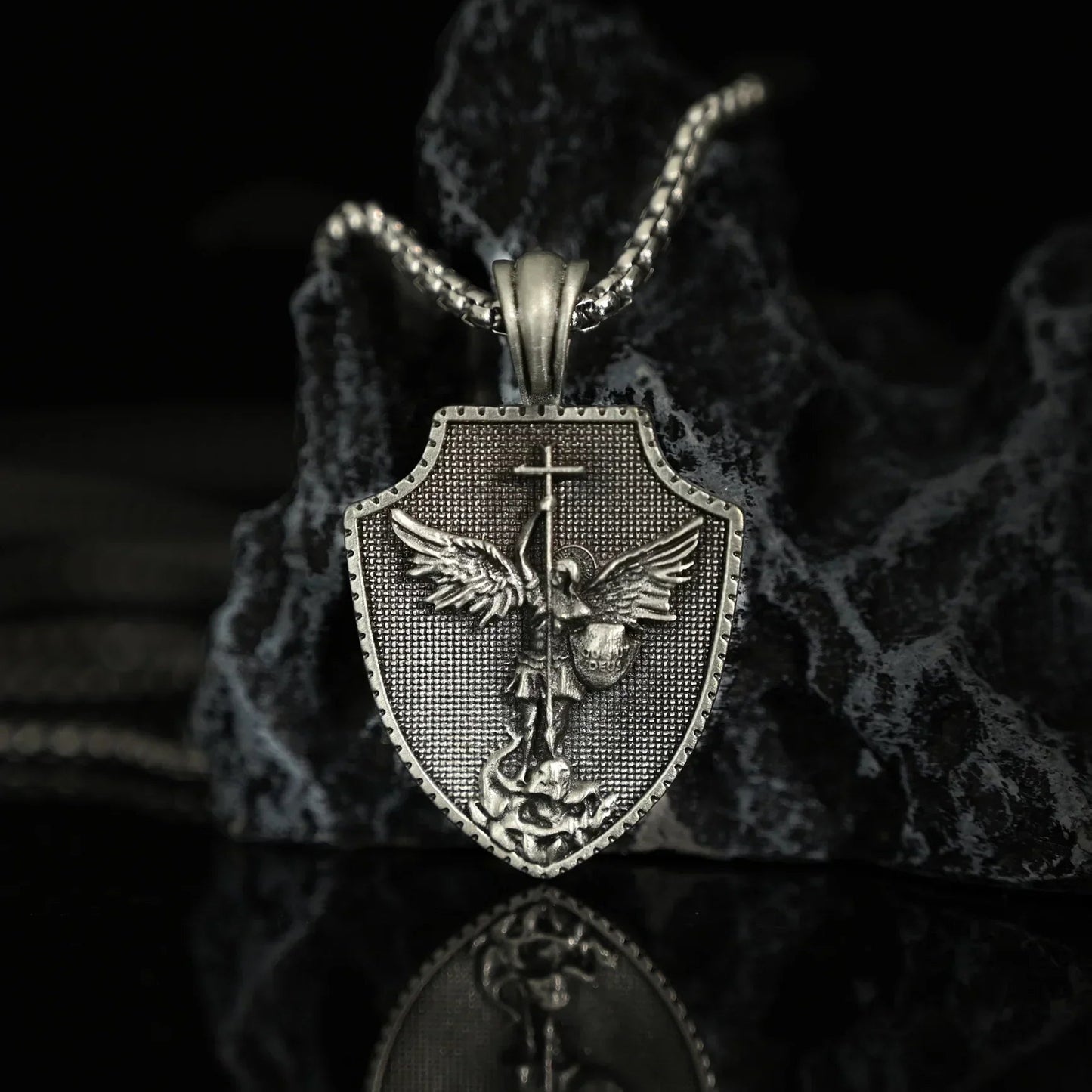 PURE TIN ST Michael's Archangel Necklace.
