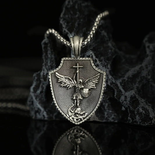 PURE TIN ST Michael's Archangel Necklace.