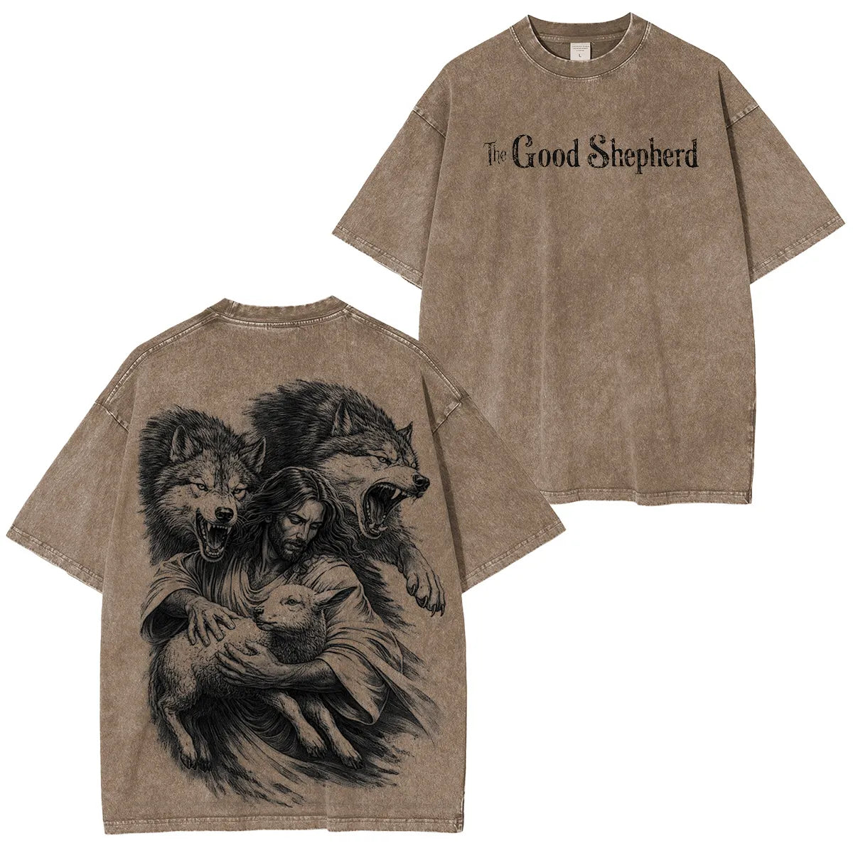 The Good ShepherdTM Shadow Wolf Vintage Washed Unisex T-Shirt