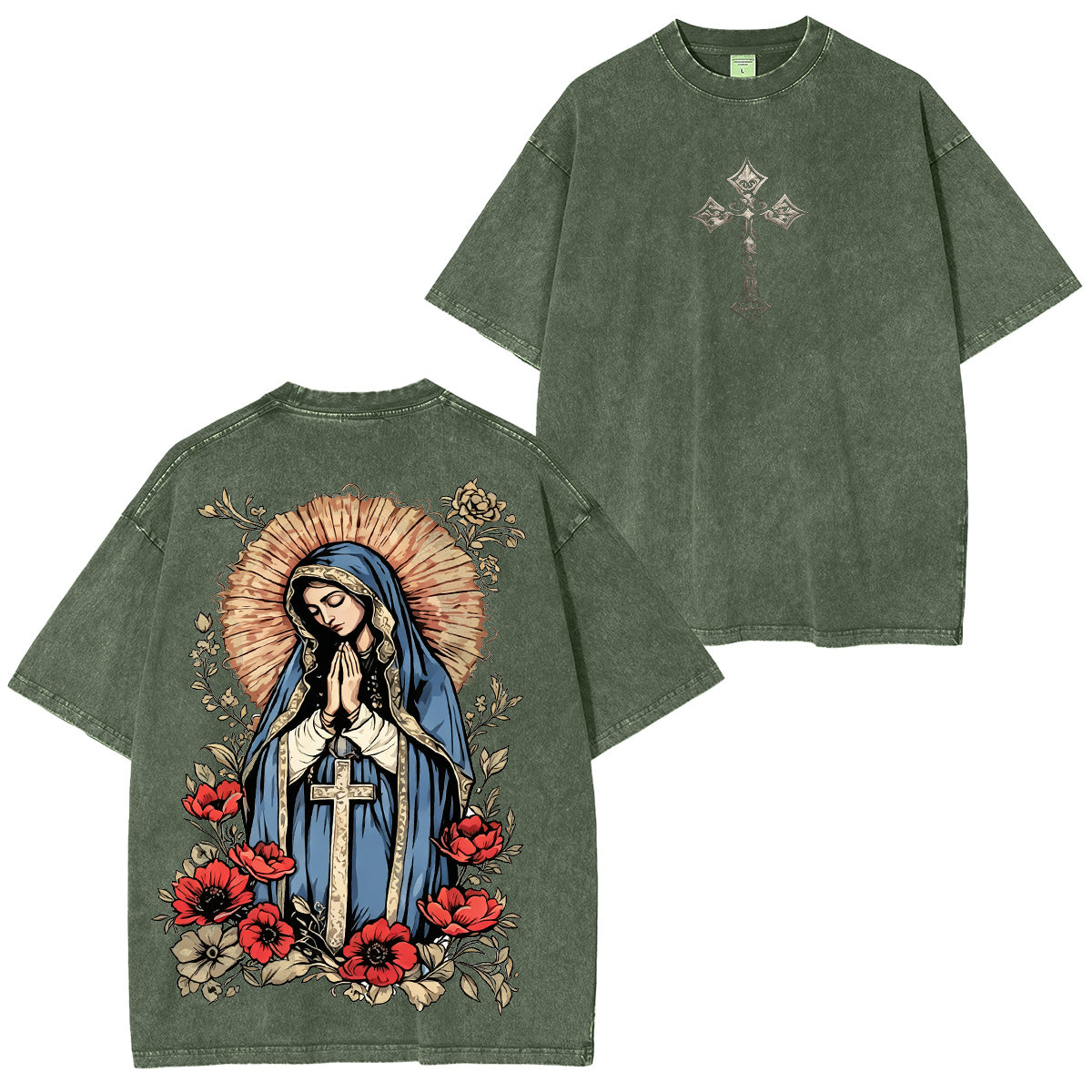 Virgin Mary Graphic Washed Unisex T-Shirt