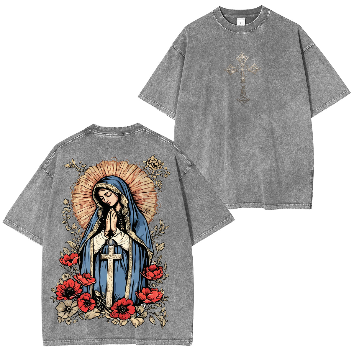 Virgin Mary Graphic Washed Unisex T-Shirt