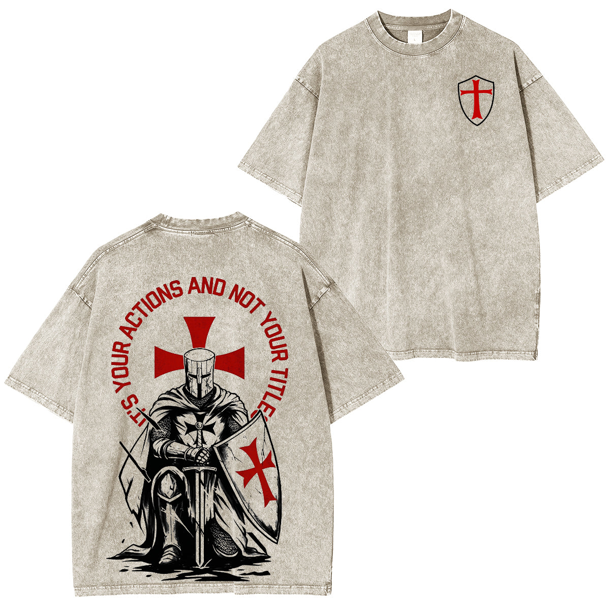 Crusader Knight Washed Unisex T-Shirt